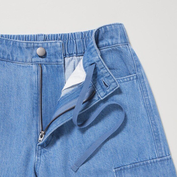 modri uniqlo denim široki ravni legrgo ženski topovi