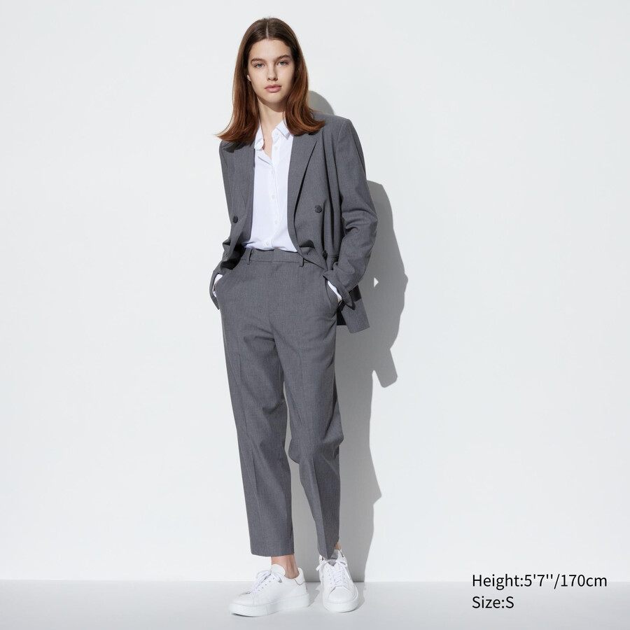 Ženski top uniqlo smart do gležnjev siv