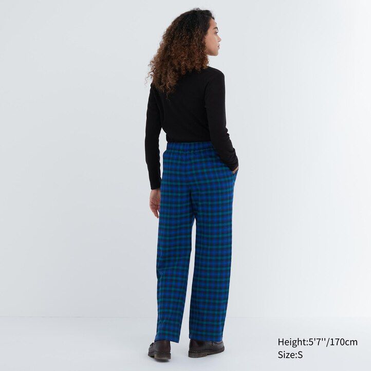 Ženski flanelasti topovi uniqlo modre barve