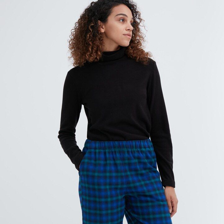 Ženski flanelasti topovi uniqlo modre barve