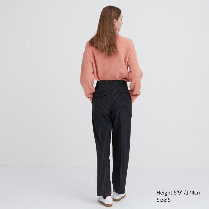 navy - Ženski črtasti nagubani topovi uniqlo heattech
