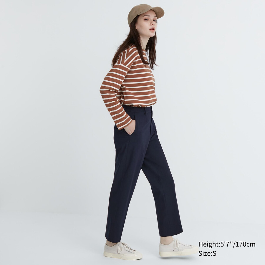 Ženski uniqlo smart zgornji deli do gležnjev mornarsko modri