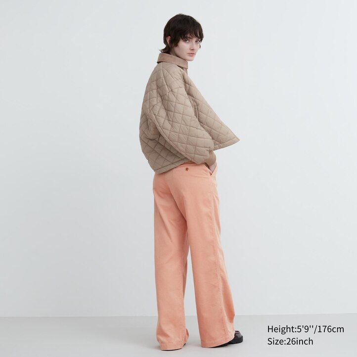 Ženski žametni top uniqlo s širokimi nogavicami črne barve