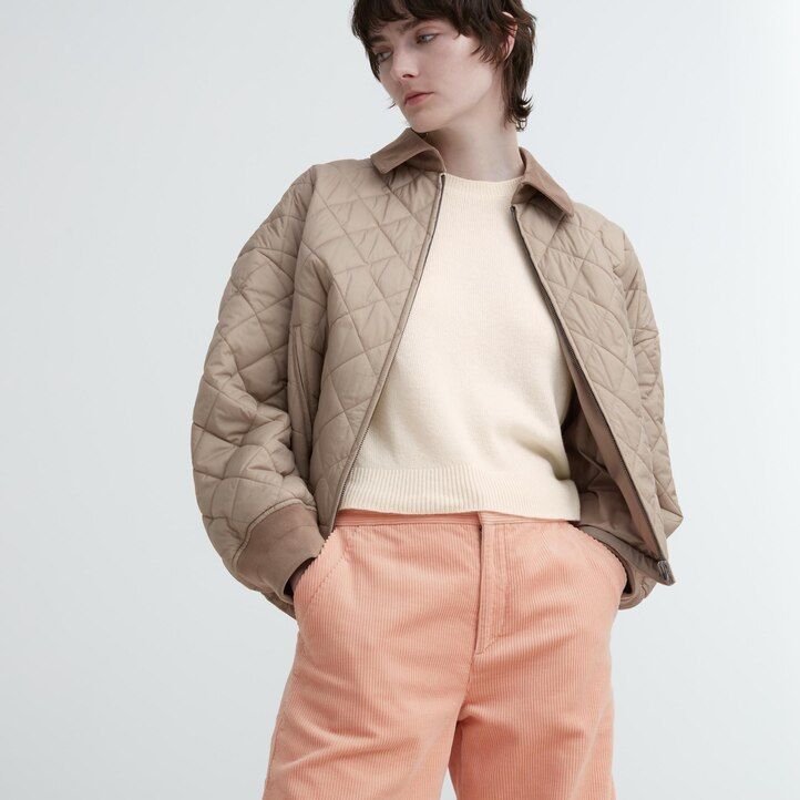 Ženski žametni top uniqlo s širokimi nogavicami črne barve