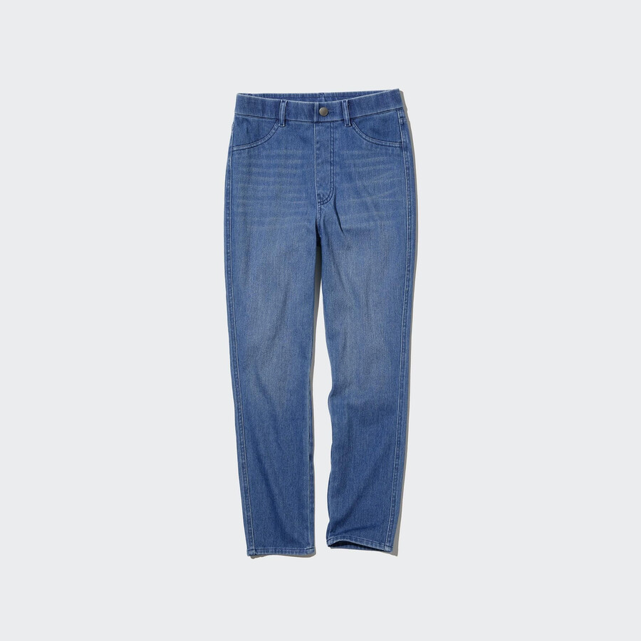 uniqlo ultra stretch high rise cropped ženski topovi modre barve