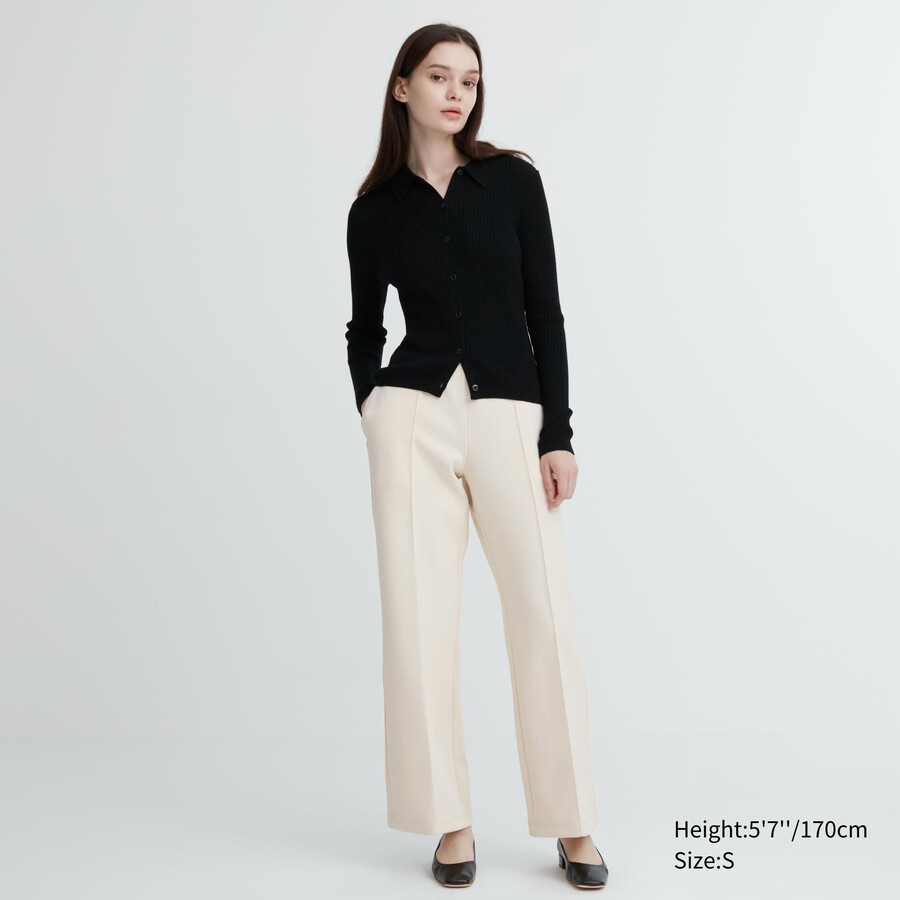 Ženski zgornji del uniqlo dry straight leg bele barve